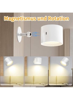الأزرق جي دبليو ضوء الجدار الداخلي 1 قطعة، ضوء الجدار دون اتصال الطاقة، ضوء الجدار LED داخلي مع 5 سطوع و 3 ألوان، 360 درجة للتدوير بطارية الجدار الخفيفة لغرفة المعيشة، غرفة نوم (أبيض)  - Image 5