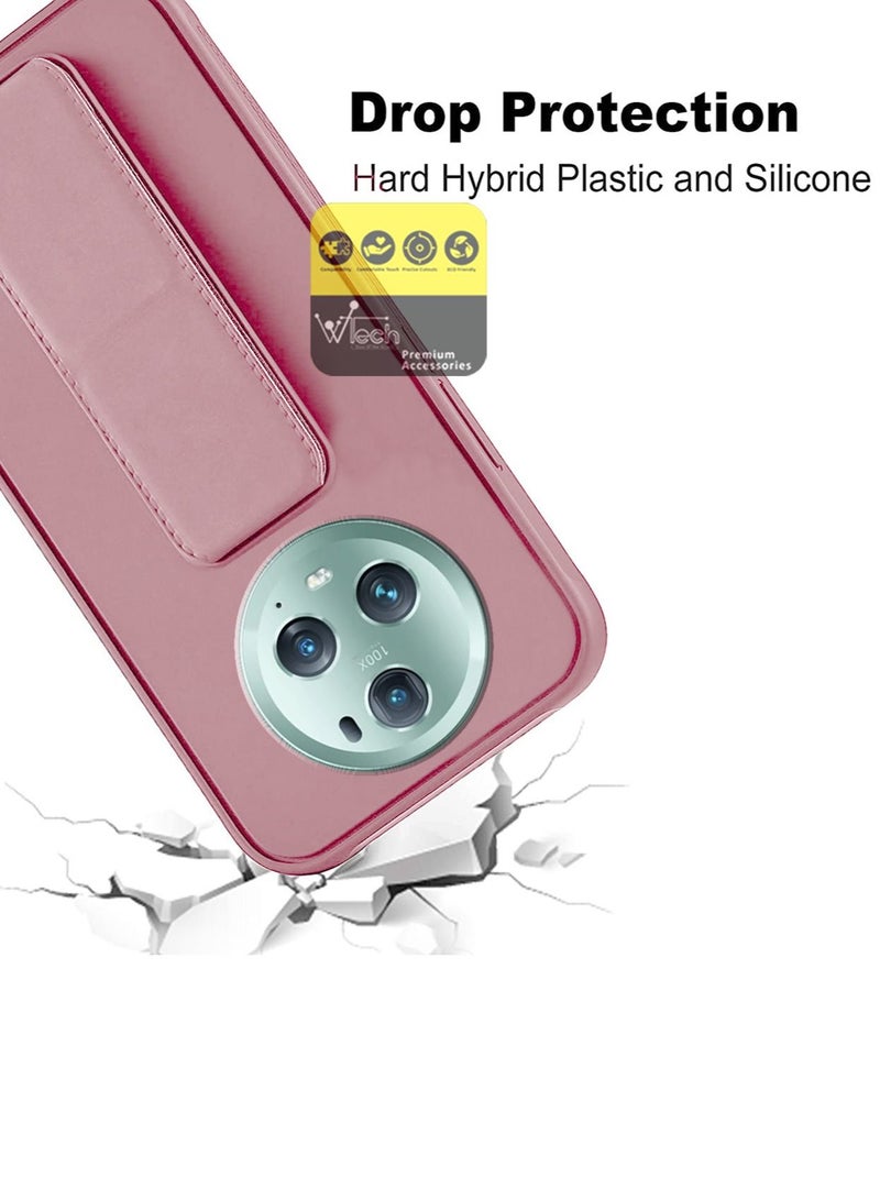 Wtech Hand Grip Foldable Magnetic Kickstand Wrist Strap Finger Grip With Built-In Iron Piece Magnetic Holder For Honor Magic 5 Pro 5G 2023 Pink - Image 5