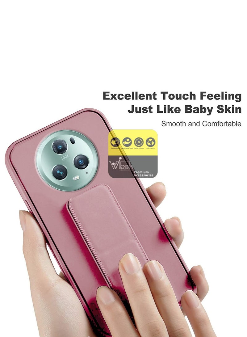 Wtech Hand Grip Foldable Magnetic Kickstand Wrist Strap Finger Grip With Built-In Iron Piece Magnetic Holder For Honor Magic 5 Pro 5G 2023 Pink - Image 4