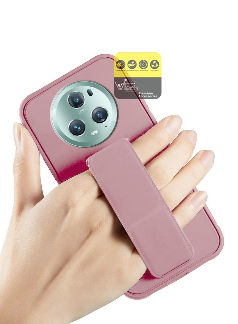 Wtech Hand Grip Foldable Magnetic Kickstand Wrist Strap Finger Grip With Built-In Iron Piece Magnetic Holder For Honor Magic 5 Pro 5G 2023 Pink - Image 2