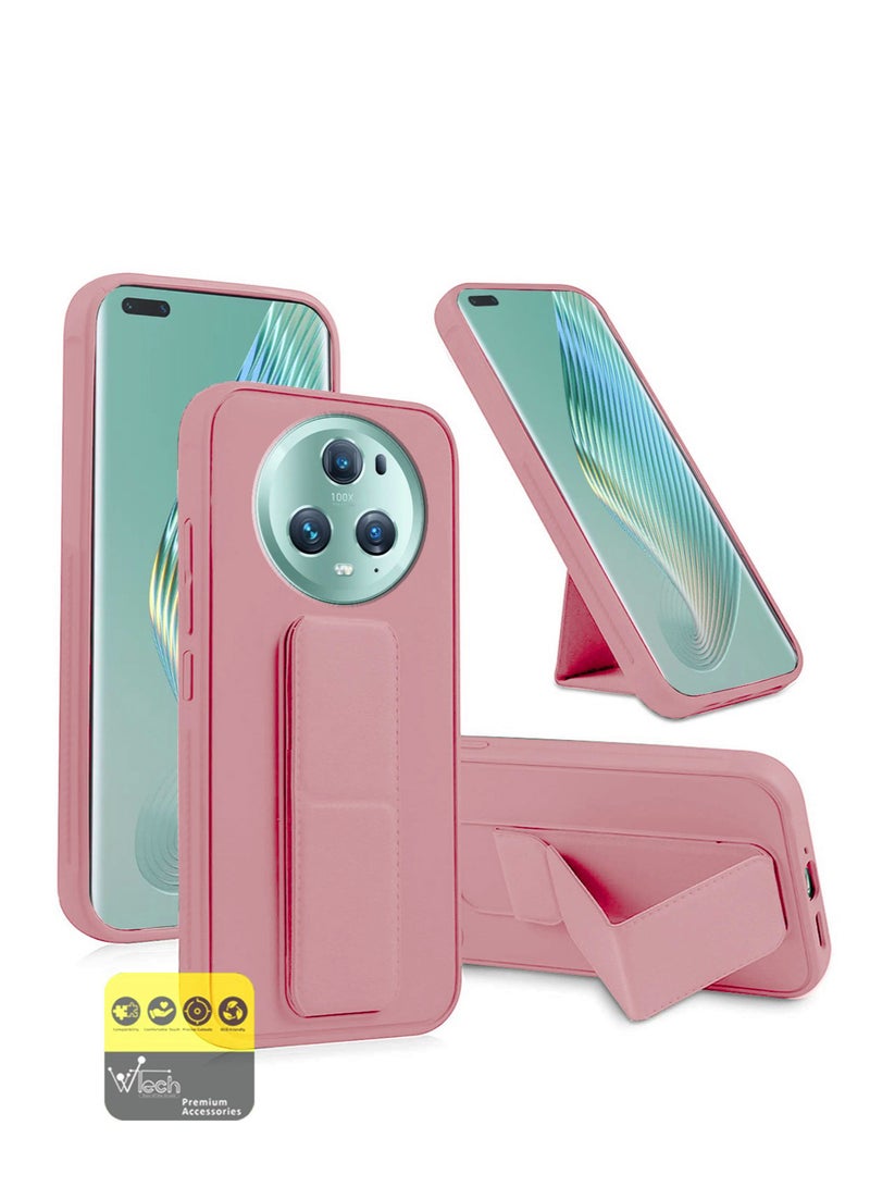 Wtech Hand Grip Foldable Magnetic Kickstand Wrist Strap Finger Grip With Built-In Iron Piece Magnetic Holder For Honor Magic 5 Pro 5G 2023 Pink - Image 1