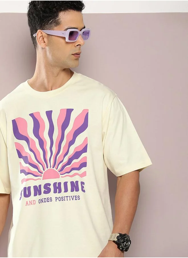 ديلينجر Sunshine Graphic Print Oversized T-Shirt by Styli