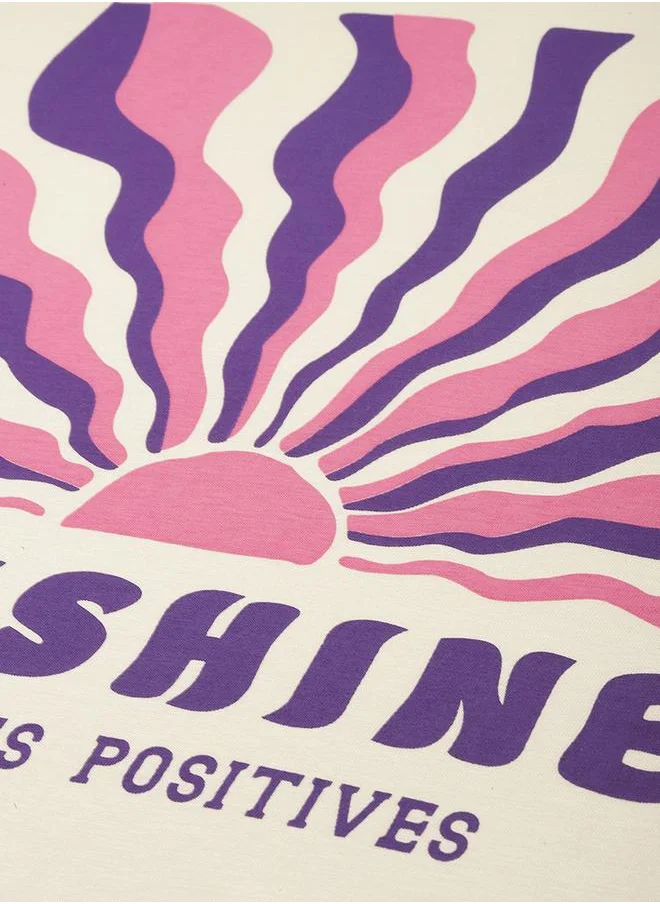 ديلينجر Sunshine Graphic Print Oversized T-Shirt by Styli