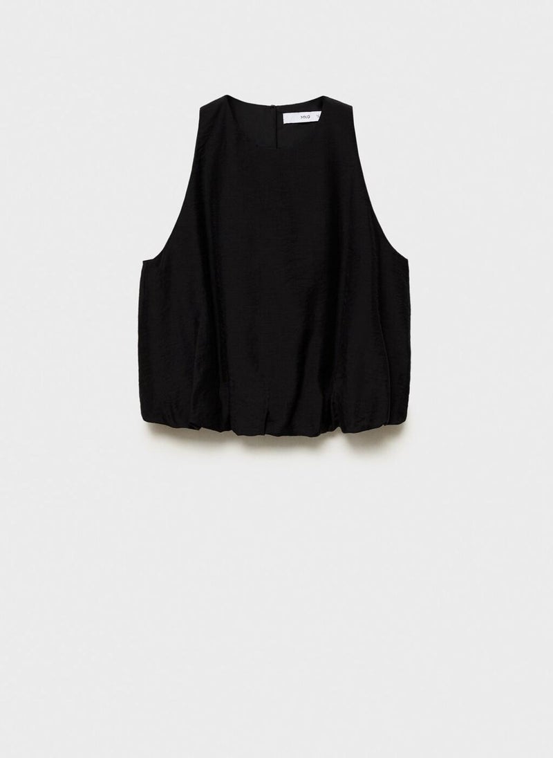 MANGO Lyocell-Blend Top With Puffed Hem  - Image 5
