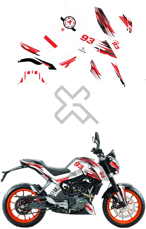 Grayfixx 93 Red Edition Full Body Sticker for Duke 200 | Printed in Premium Gloss Vinyl with FPF(Fade Protection Film), Water Proof, Precut Sticker, Pack of 1 for Both Side - Image 3