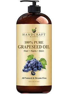 handcraft Blends Handcraft Grapeseed Oil 100% Pure And Natural Premium Therapeutic Grade Carrier Oil For Aromatherapy Massage Moisturizing Skin And Hair Huge 16 Fl. Oz  - Image 1