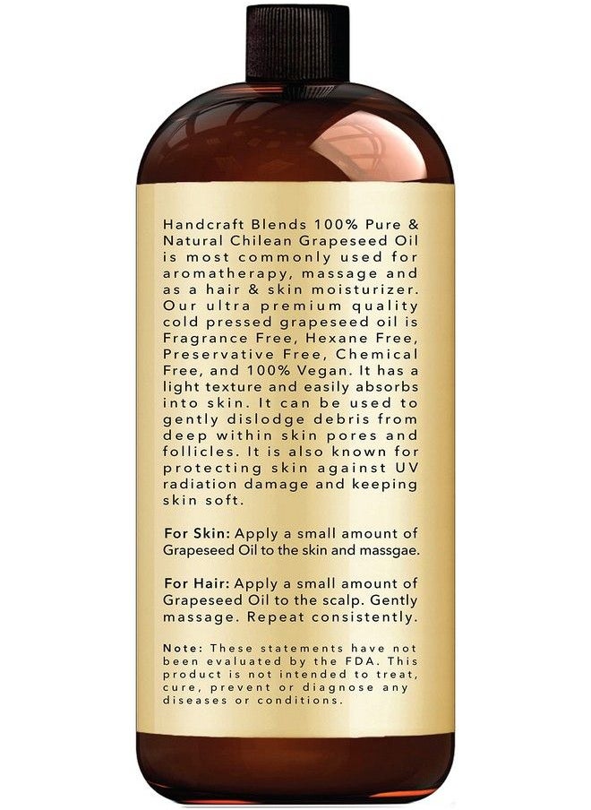 handcraft Blends Handcraft Grapeseed Oil 100% Pure And Natural Premium Therapeutic Grade Carrier Oil For Aromatherapy Massage Moisturizing Skin And Hair Huge 16 Fl. Oz  - Image 4