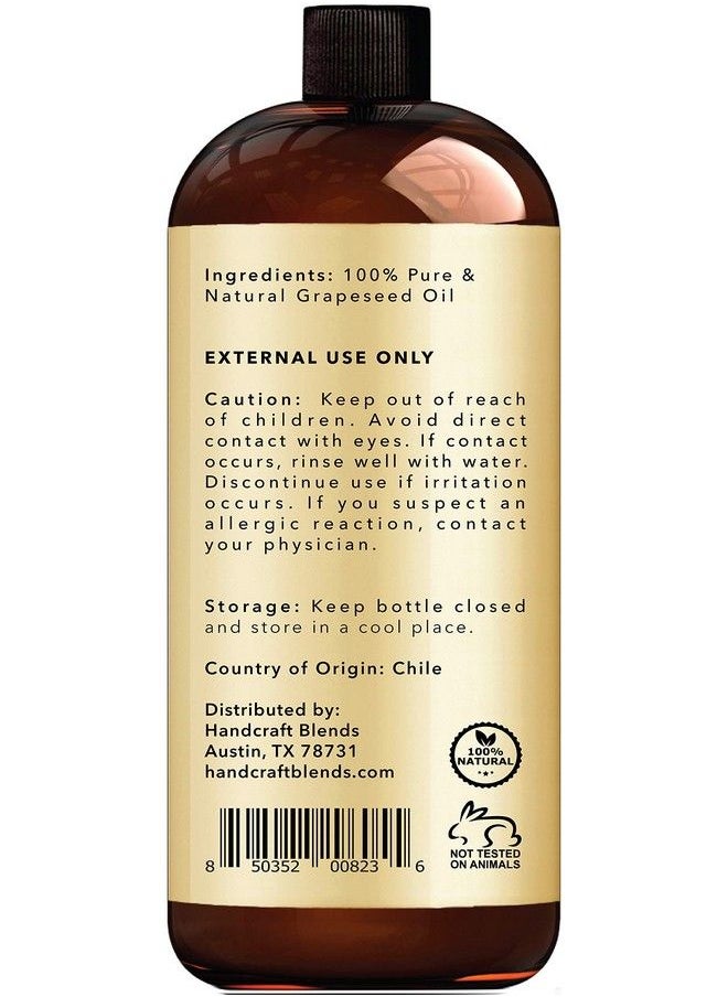 handcraft Blends Handcraft Grapeseed Oil 100% Pure And Natural Premium Therapeutic Grade Carrier Oil For Aromatherapy Massage Moisturizing Skin And Hair Huge 16 Fl. Oz  - Image 3