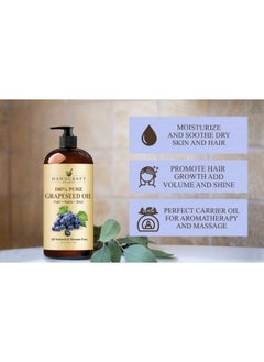 handcraft Blends Handcraft Grapeseed Oil 100% Pure And Natural Premium Therapeutic Grade Carrier Oil For Aromatherapy Massage Moisturizing Skin And Hair Huge 16 Fl. Oz  - Image 5