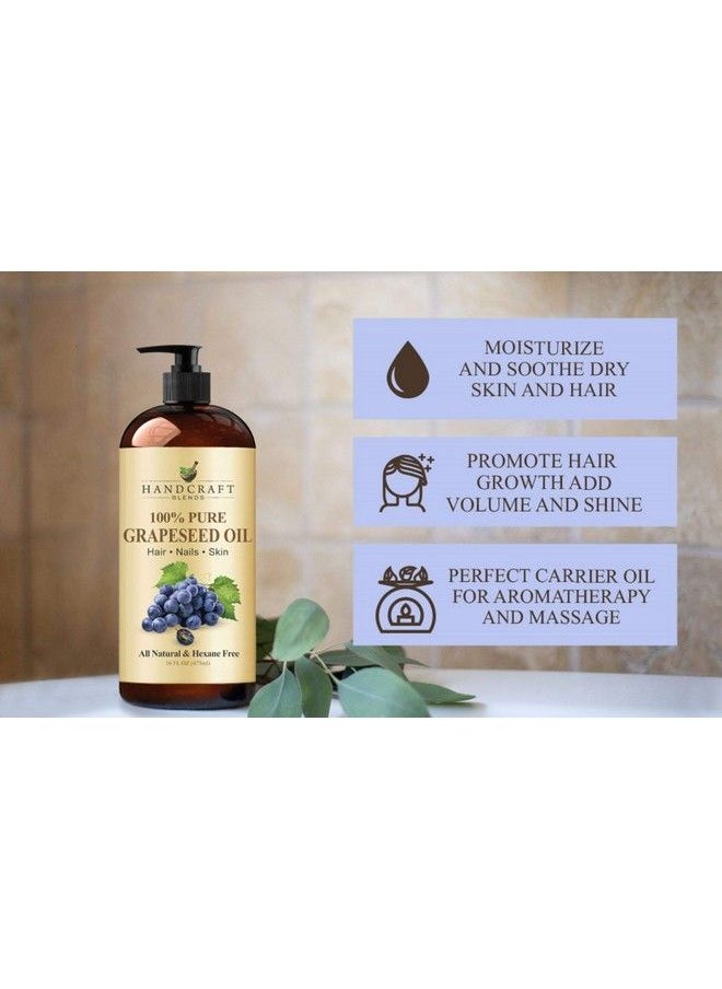 handcraft Blends Handcraft Grapeseed Oil 100% Pure And Natural Premium Therapeutic Grade Carrier Oil For Aromatherapy Massage Moisturizing Skin And Hair Huge 16 Fl. Oz  - Image 5