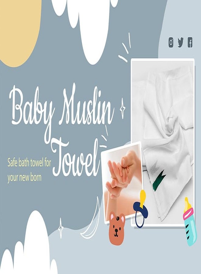YATTA Traditional New Born Baby Towel | Non Dyed Pure Muslin Towel | Soft Cotton White Colour | Chemicals Free & Quick Drying | Stitched Ends | 45x22 Inches | Pack of 2 - Image 5