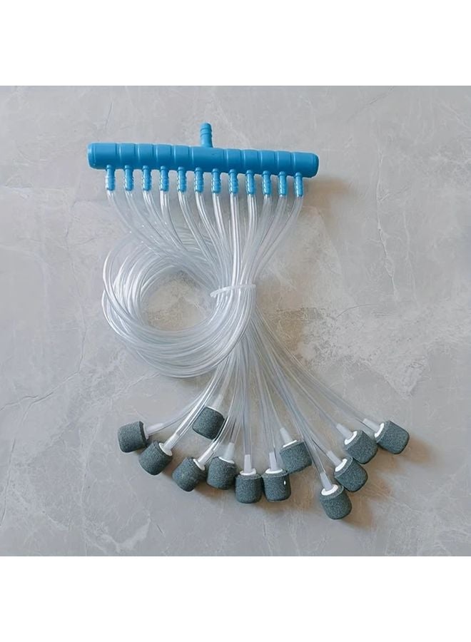 12 قطعة مجموعة ملحقات تهوية حوض السمك مع خرطوم حجر هواء رأس موزع 4 6 8 10 12 منفذ مجموعة أكسجة حوض السمك - Image 1