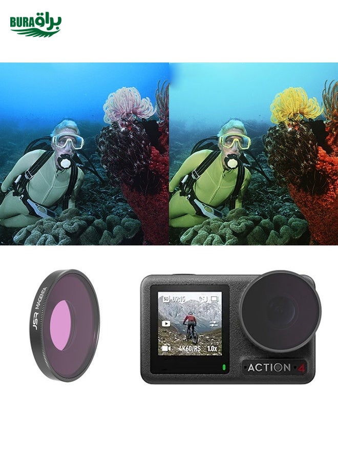 BURAQ - For DJI Osmo Action 4 JUNESTAR Threaded Camera Lens Filter, Filter:Magenta Diving Filter - Image 1