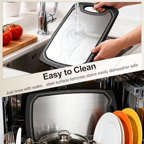 Viretang Metal Cutting Boards for Kitchen,15''x10'', Functional Large Black Plastic Cutting Board with Juice Groove,Dishwasher Safe,Double Sided, Easy to Clean, Solid & Durable - Image 4