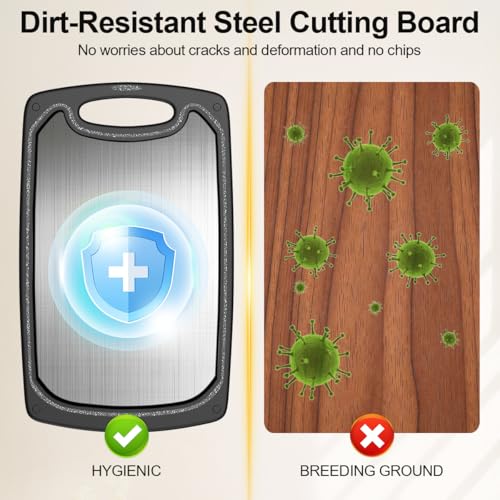 Viretang Metal Cutting Boards for Kitchen,15''x10'', Functional Large Black Plastic Cutting Board with Juice Groove,Dishwasher Safe,Double Sided, Easy to Clean, Solid & Durable - Image 5