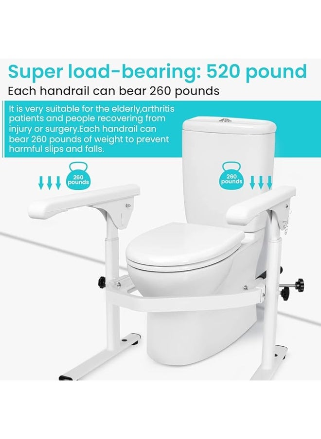 Toilet Safety Frame with Adjustable Rails, 520 lbs Capacity, Free Standing Support Arms, White UAE - Image 3