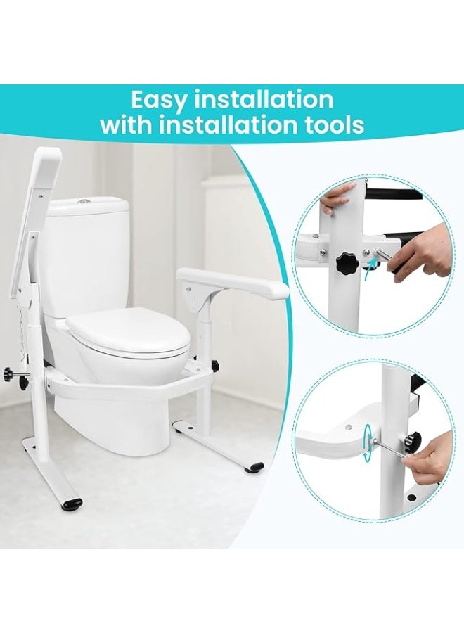 Toilet Safety Frame with Adjustable Rails, 520 lbs Capacity, Free Standing Support Arms, White UAE - Image 5