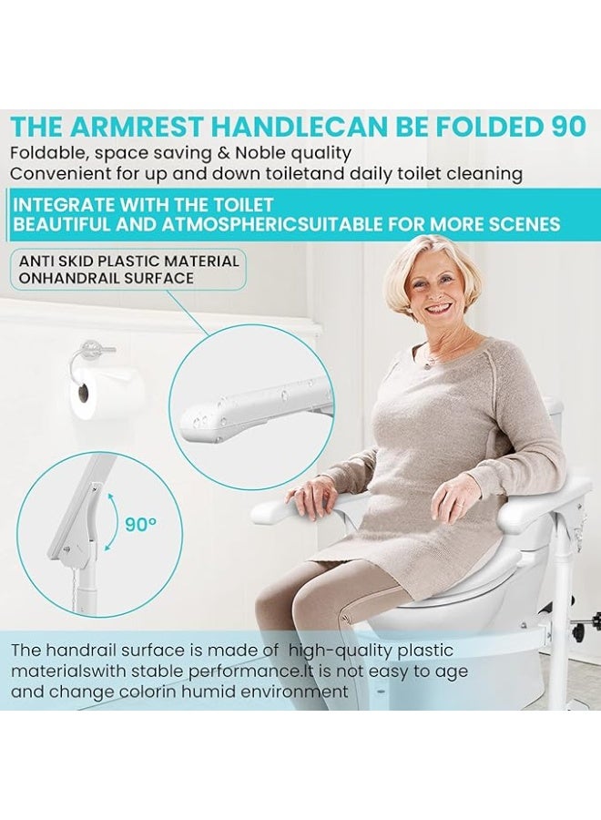 Toilet Safety Frame with Adjustable Rails, 520 lbs Capacity, Free Standing Support Arms, White UAE - Image 2
