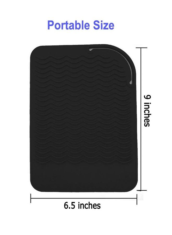 AFT90 Heat Resistant Mat for Curling Iron, Flat Irons and Hair Straightener Hair Styling Tools 9" x 6.5", Food Grade Silicone, Black - Image 2