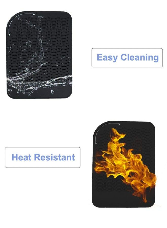 AFT90 Heat Resistant Mat for Curling Iron, Flat Irons and Hair Straightener Hair Styling Tools 9" x 6.5", Food Grade Silicone, Black - Image 3