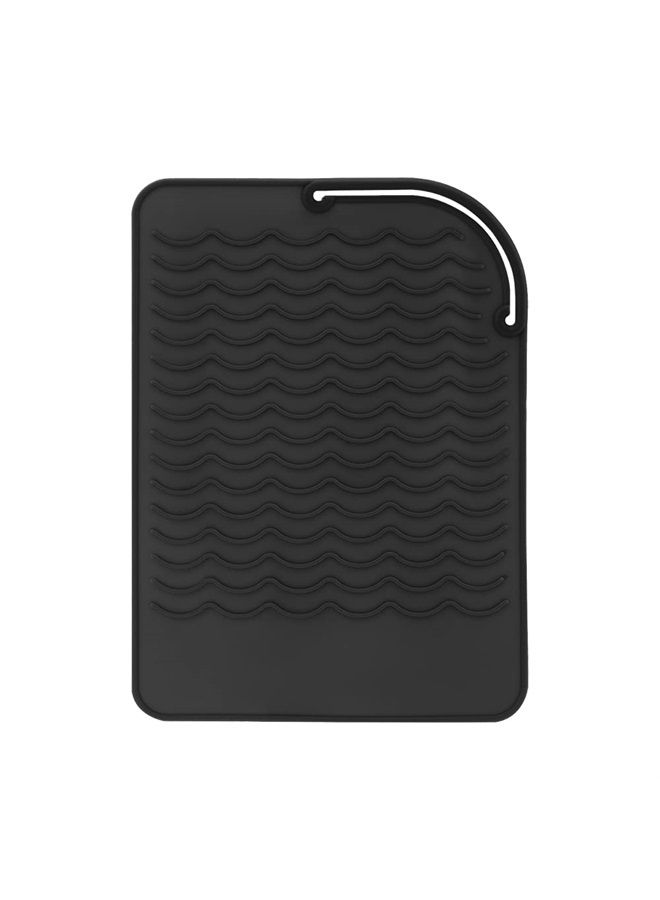 AFT90 Heat Resistant Mat for Curling Iron, Flat Irons and Hair Straightener Hair Styling Tools 9" x 6.5", Food Grade Silicone, Black - Image 1