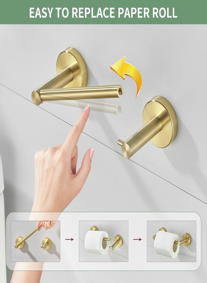 FAIRGIA Gold Toilet Paper Holder Towel Ring, Brushed Gold Bathroom Accessories Hand Towel Holder Wall Mount Bath Hardware Set Tissue Roll Holder with Double Post SUS304 Stainless Steel 2pc - Image 2