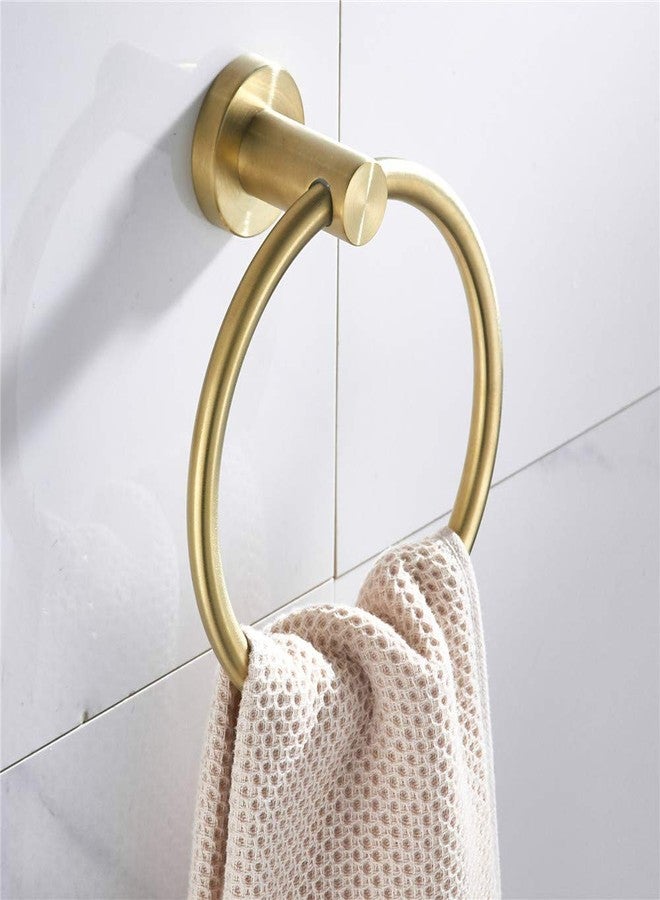 FAIRGIA Gold Toilet Paper Holder Towel Ring, Brushed Gold Bathroom Accessories Hand Towel Holder Wall Mount Bath Hardware Set Tissue Roll Holder with Double Post SUS304 Stainless Steel 2pc - Image 3