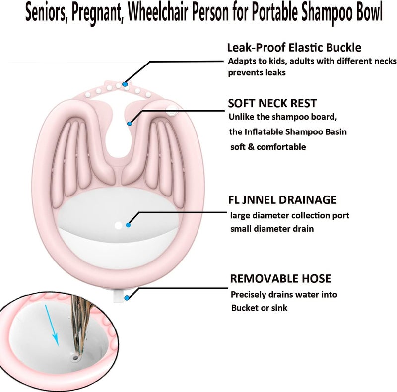 Mebczyk Inflatable Washing Hair Basin,Portable Shampoo Basin,Hair Washing Tray-Medical Shampoo for The Disabled,Pregnant Women,Bedridden and Handicapped,Elderly&Child-Wash While in Wheelchair or Chair at Home - Image 5