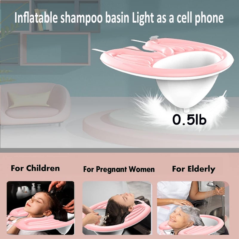 Mebczyk Inflatable Washing Hair Basin,Portable Shampoo Basin,Hair Washing Tray-Medical Shampoo for The Disabled,Pregnant Women,Bedridden and Handicapped,Elderly&Child-Wash While in Wheelchair or Chair at Home - Image 2