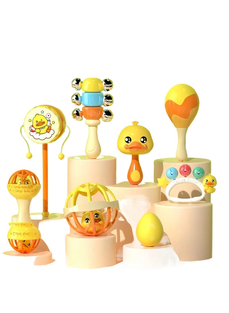 مجموعة صناديق هدايا التعليم المبكر للأطفال المكونة من 8 قطع بتصميم بط لطيف - مادة ABS الآمنة - ألعاب موسيقية ملونة للأطفال - Image 1