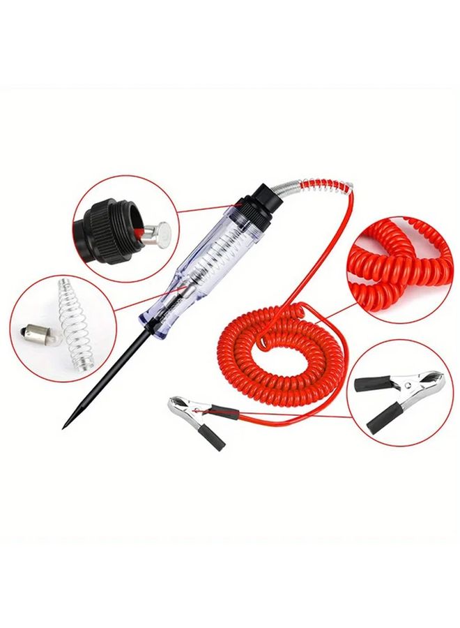Red 6V 12V 24V Automotive Circuit Tester with Light Bulb Display Long Probe for Cars Trucks Motorcycles - Image 3