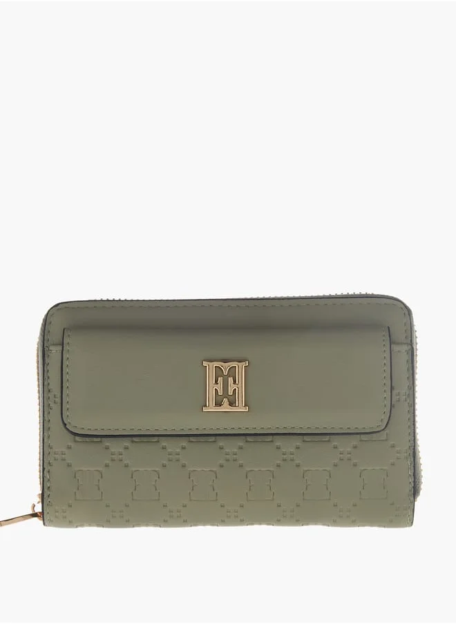 ELLE Womens Monogram Embossed Zip Around Wallet