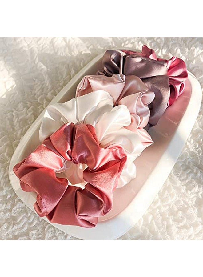 AGASTI Jewel-India Silk Satin Hair Scrunchies Hair Band For Women And Girls (Pack Of 5) - Multicolour - Image 5