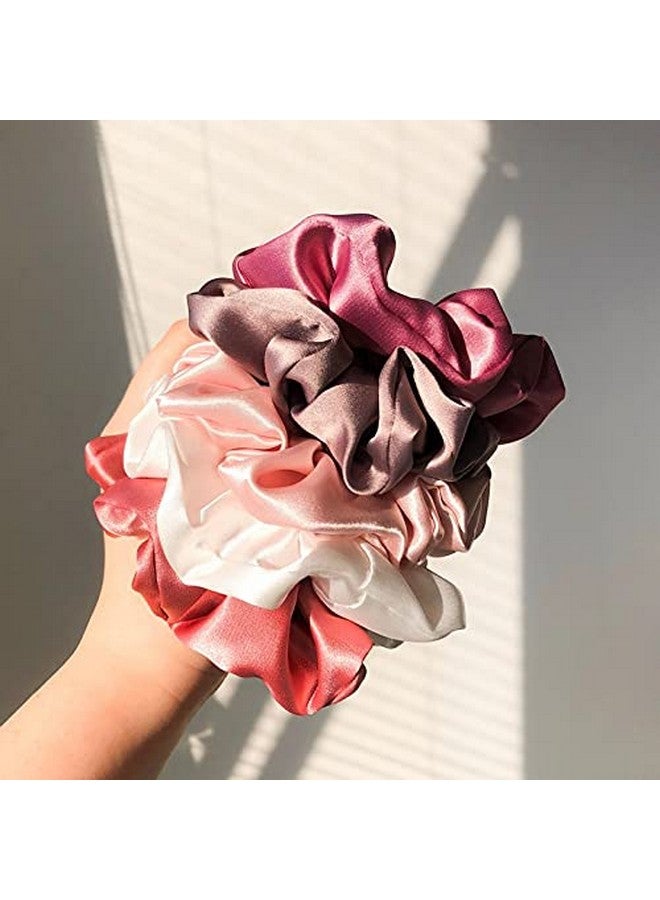 AGASTI Jewel-India Silk Satin Hair Scrunchies Hair Band For Women And Girls (Pack Of 5) - Multicolour - Image 4