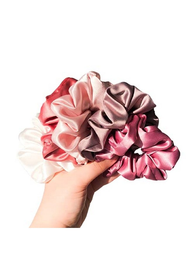 AGASTI Jewel-India Silk Satin Hair Scrunchies Hair Band For Women And Girls (Pack Of 5) - Multicolour - Image 2