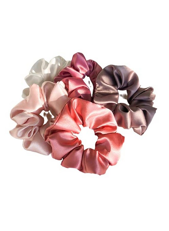 AGASTI Jewel-India Silk Satin Hair Scrunchies Hair Band For Women And Girls (Pack Of 5) - Multicolour - Image 1