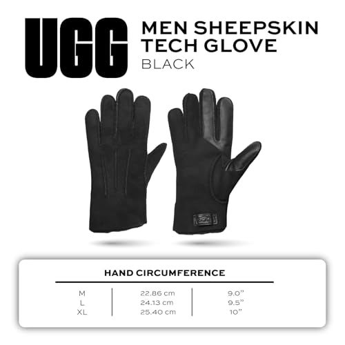 UGG Men's Contrast Sheepskin Touchscreen Glove, Black, Large - Image 4