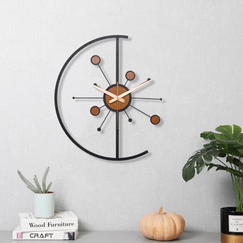 Nubilous Large World Map Wall Clock, Metal Minimalist Modern Clock, Round Silent Non-Ticking Battery Operated Wall Clocks for Living Room/Home/Kitchen/Bedroom/Office/School Decor (Black(ST-37), 40CM) - Image 4