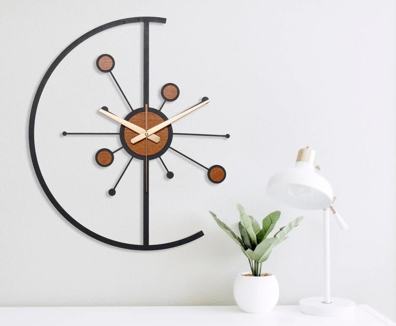 Nubilous Large World Map Wall Clock, Metal Minimalist Modern Clock, Round Silent Non-Ticking Battery Operated Wall Clocks for Living Room/Home/Kitchen/Bedroom/Office/School Decor (Black(ST-37), 40CM) - Image 1