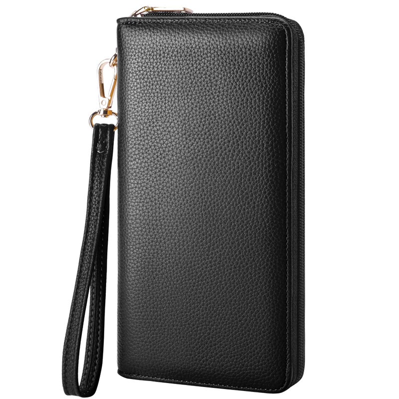 Chelmon Women's Vegan Clutch Wallet with Zip, Hand Strap, Large Capacity - Image 1