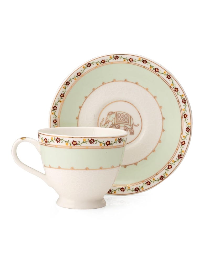 JCPL Fine Ceramic Printed Cup Saucer Set of 12 6 Cups 6 Saucers 180 ml Each Crysta CR402 - Image 2