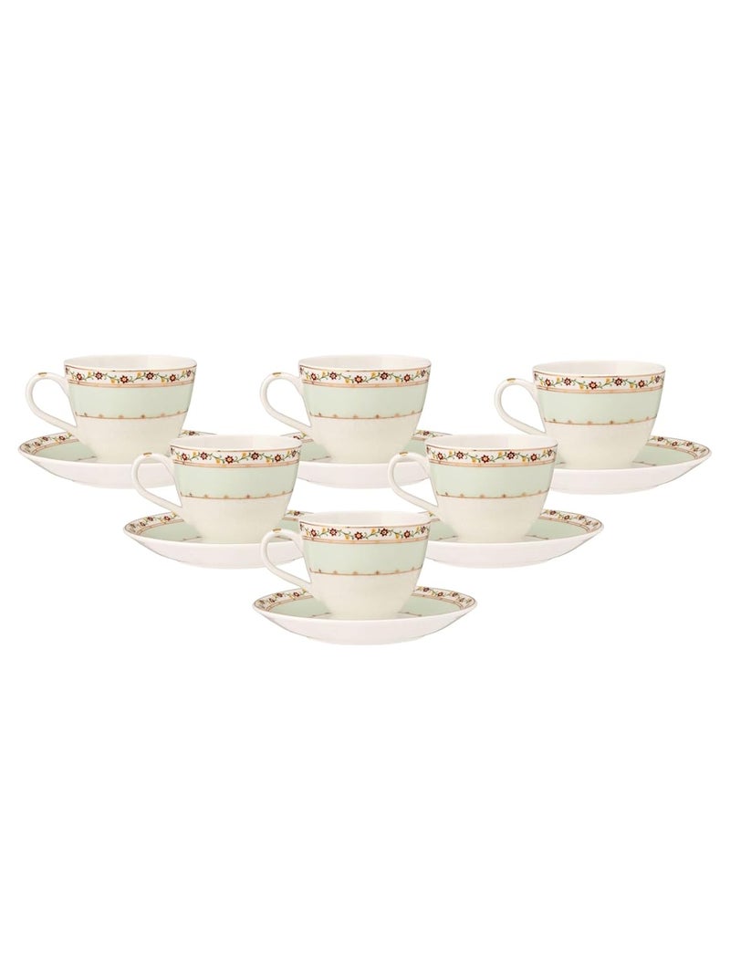 JCPL Fine Ceramic Printed Cup Saucer Set of 12 6 Cups 6 Saucers 180 ml Each Crysta CR402 - Image 4