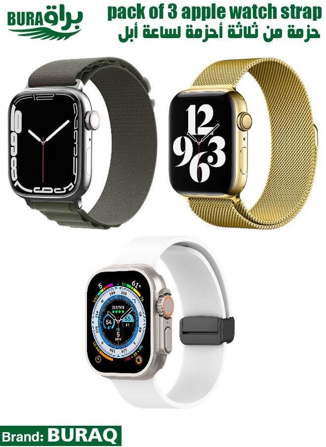 BURAQ - Apple Watch Band Strap For Apple Watch Ultra 2/Ultra 49mm, Series 10 46mm, 9/8/7 45mm, SE2/SE/6/5/4 44mm, 3/2/1 42mm - Image 1