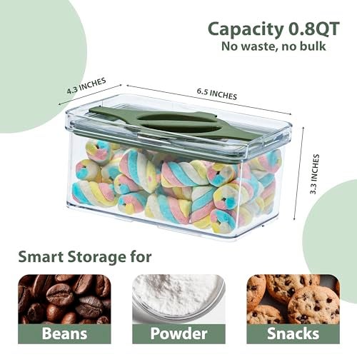 Prestoor 4-Pack Small Pantry Containers, 0.8 QT/0.76 L Clear SAN Food Storage Canisters with Twist-Lock Lids, Stackable for Sugar, Tea Bags, Seasoning, Nuts, Snacks White - Image 2