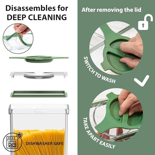 Prestoor 4-Pack Small Pantry Containers, 0.8 QT/0.76 L Clear SAN Food Storage Canisters with Twist-Lock Lids, Stackable for Sugar, Tea Bags, Seasoning, Nuts, Snacks White - Image 5