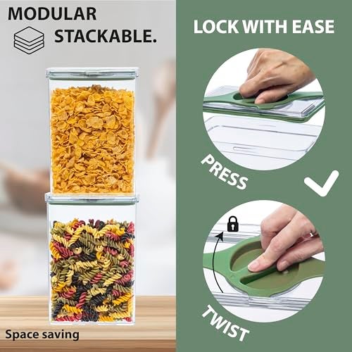 Prestoor 4-Pack Small Pantry Containers, 0.8 QT/0.76 L Clear SAN Food Storage Canisters with Twist-Lock Lids, Stackable for Sugar, Tea Bags, Seasoning, Nuts, Snacks White - Image 4