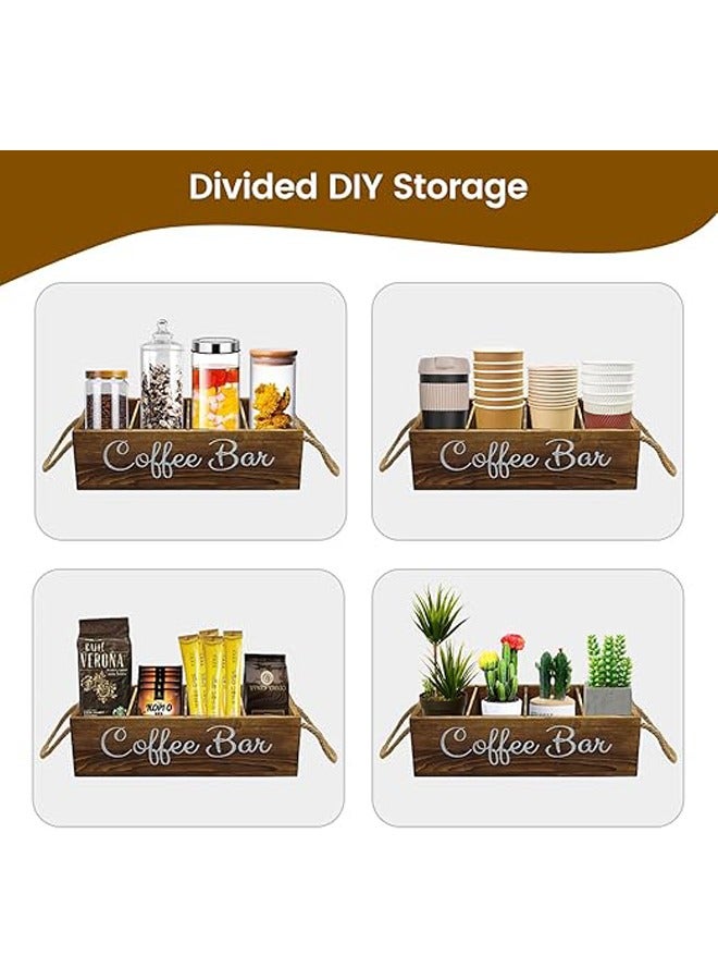 Arabest Coffee Station Organizer With Removable Dividers, Wooden Bar Accessories Storage for Countertop, Farmhouse K-Cup Holder Basket With Handle - Image 4