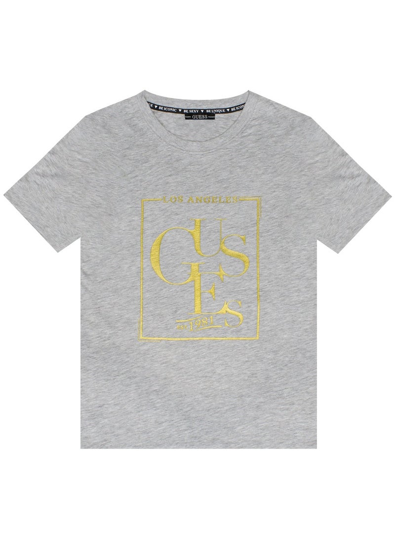 GUESS Guess Women Front Logo Print T-shirt Grey Color - Image 2
