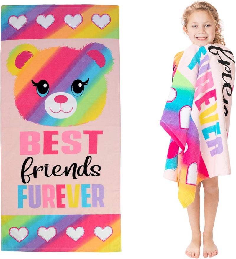 Franco Kids Cotton Bath/Pool/Beach Towel, 58 in x 28 in, Build A Bear - Image 1