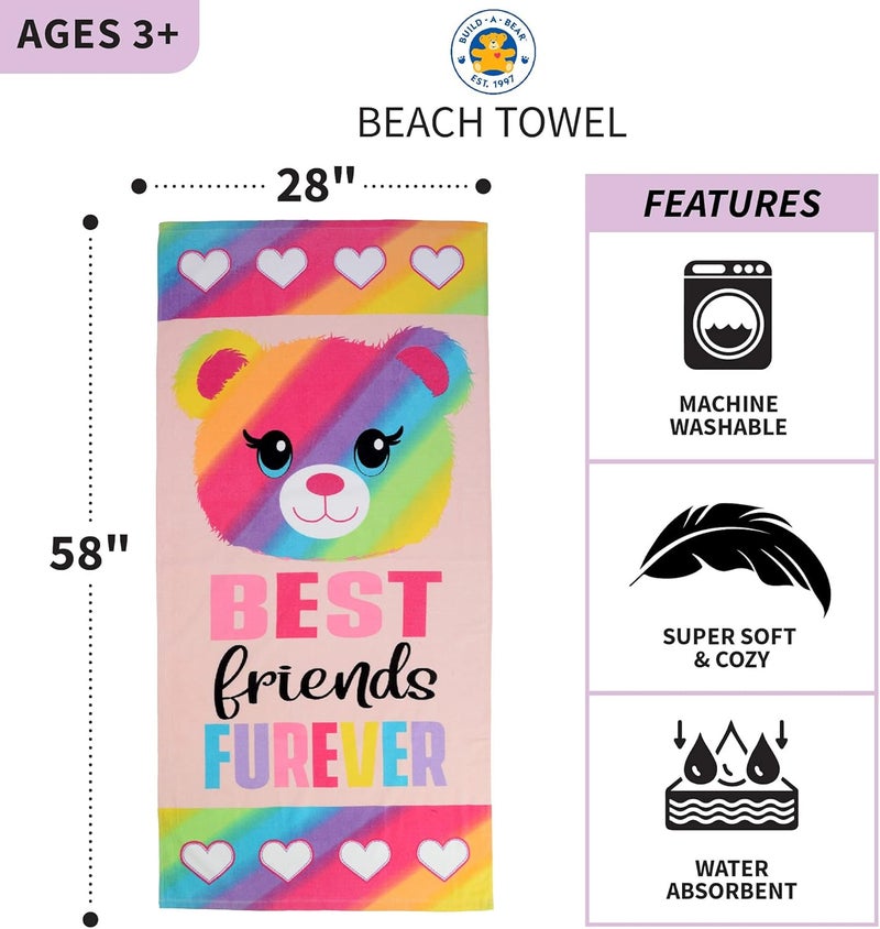 Franco Kids Cotton Bath/Pool/Beach Towel, 58 in x 28 in, Build A Bear - Image 3